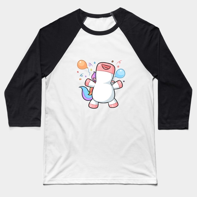 kawaii unicorn celebrating Baseball T-Shirt by Japanese Designs